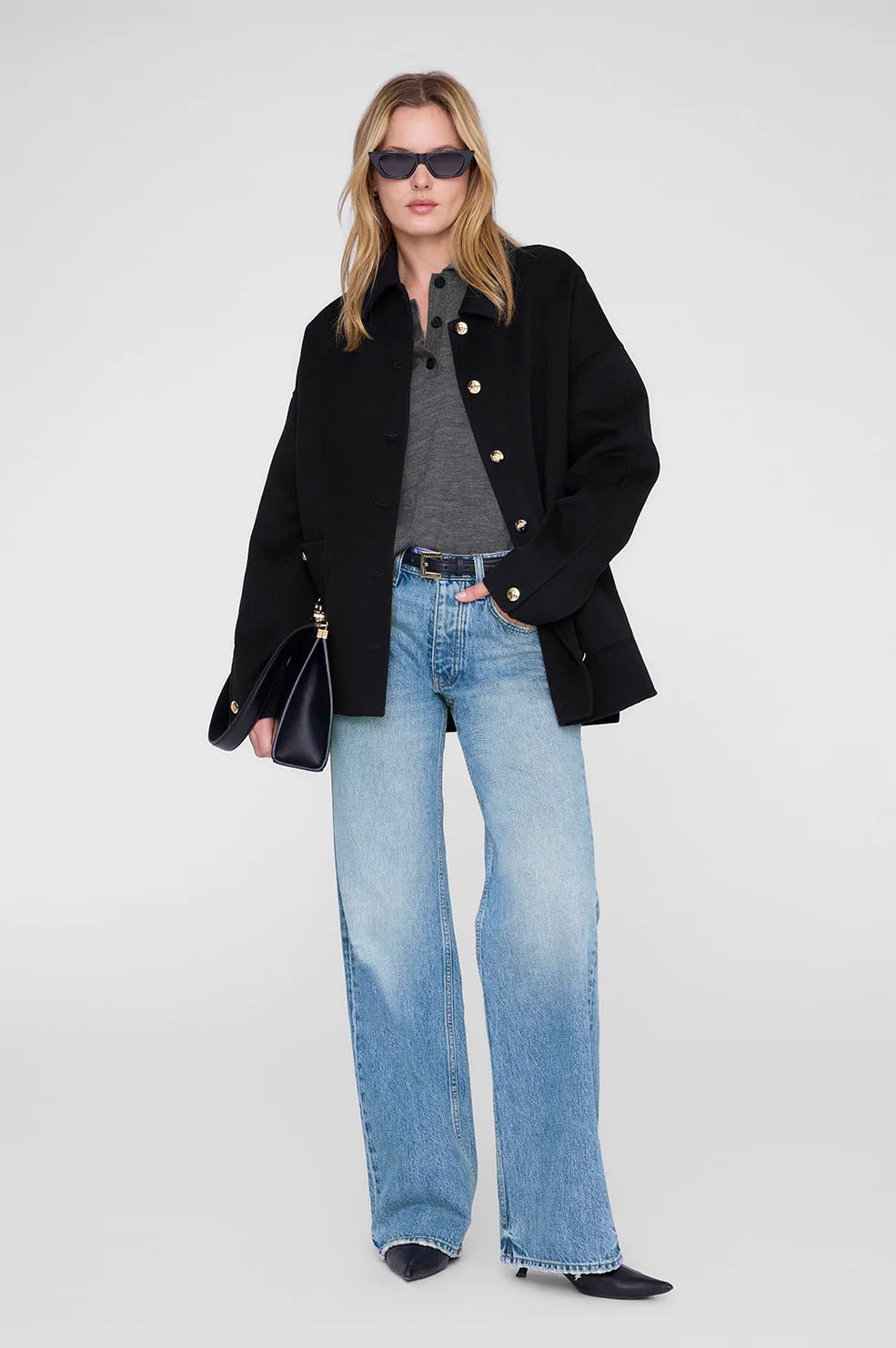 Lee Polo Sweater in Medium Heather Grey