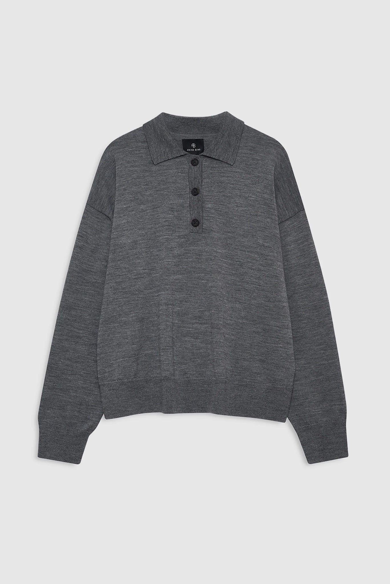 Lee Polo Sweater in Medium Heather Grey