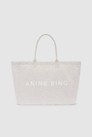 Leo Canvas Tote in Washed White Leopard