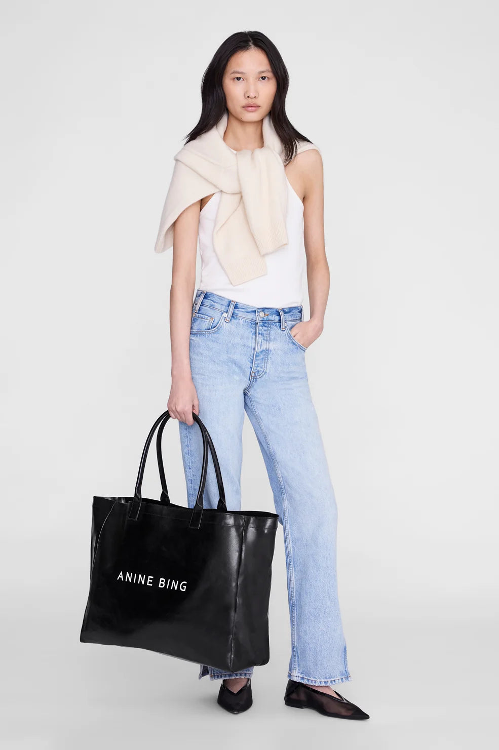 Leo Coated Canvas Tote in Black