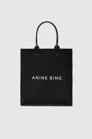 Leonie Coated Canvas Tote in Black