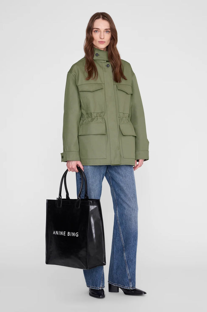 Leonie Coated Canvas Tote in Black