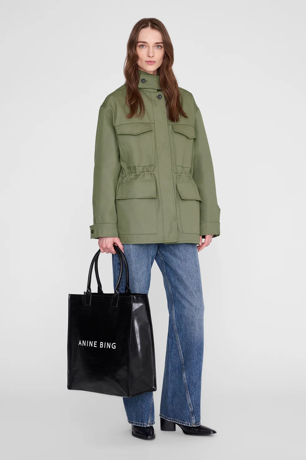 Leonie Coated Canvas Tote in Black