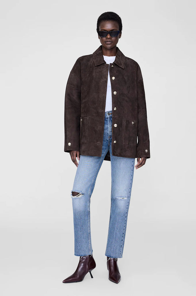 Luca Suede Jacket in Deep Brown