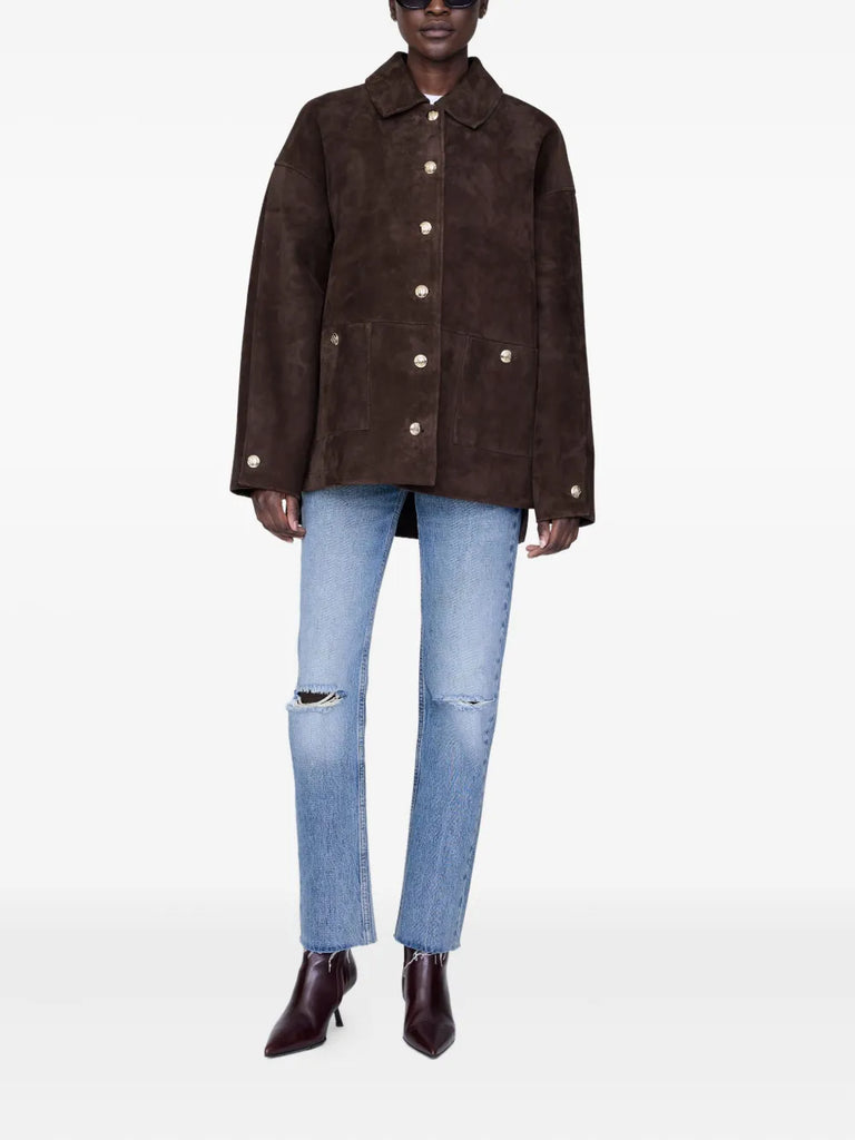 Luca Suede Jacket in Deep Brown