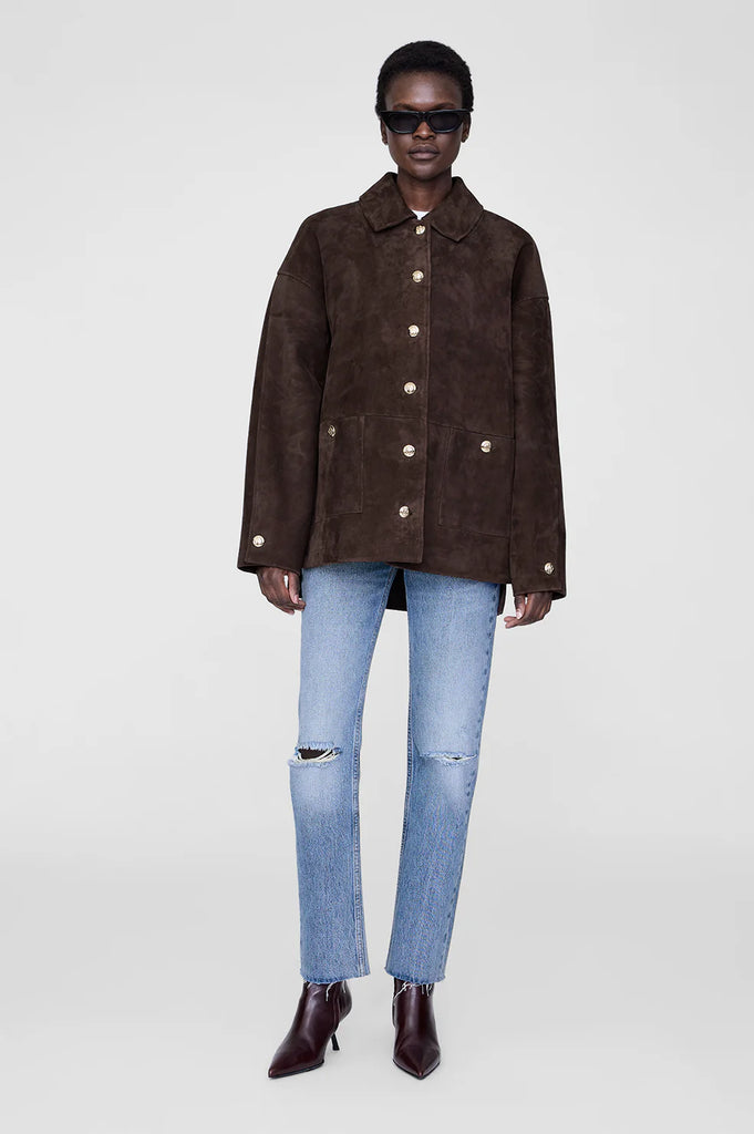 Luca Suede Jacket in Deep Brown