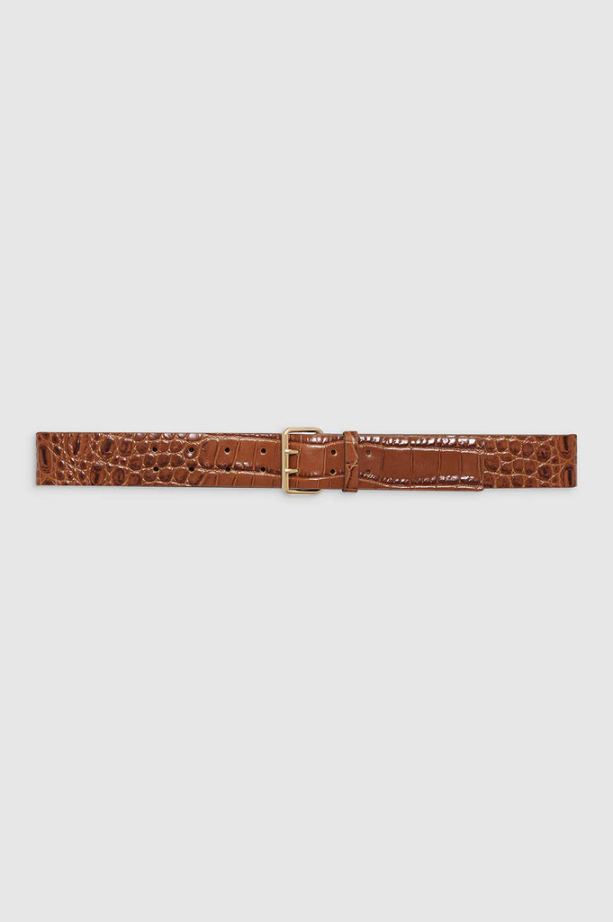 Mila Belt in Embossed Brown