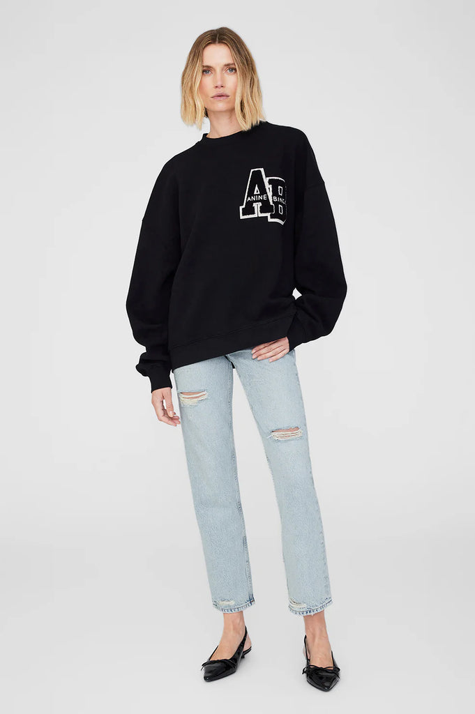 Miles Oversized Sweatshirt Letterman in Black