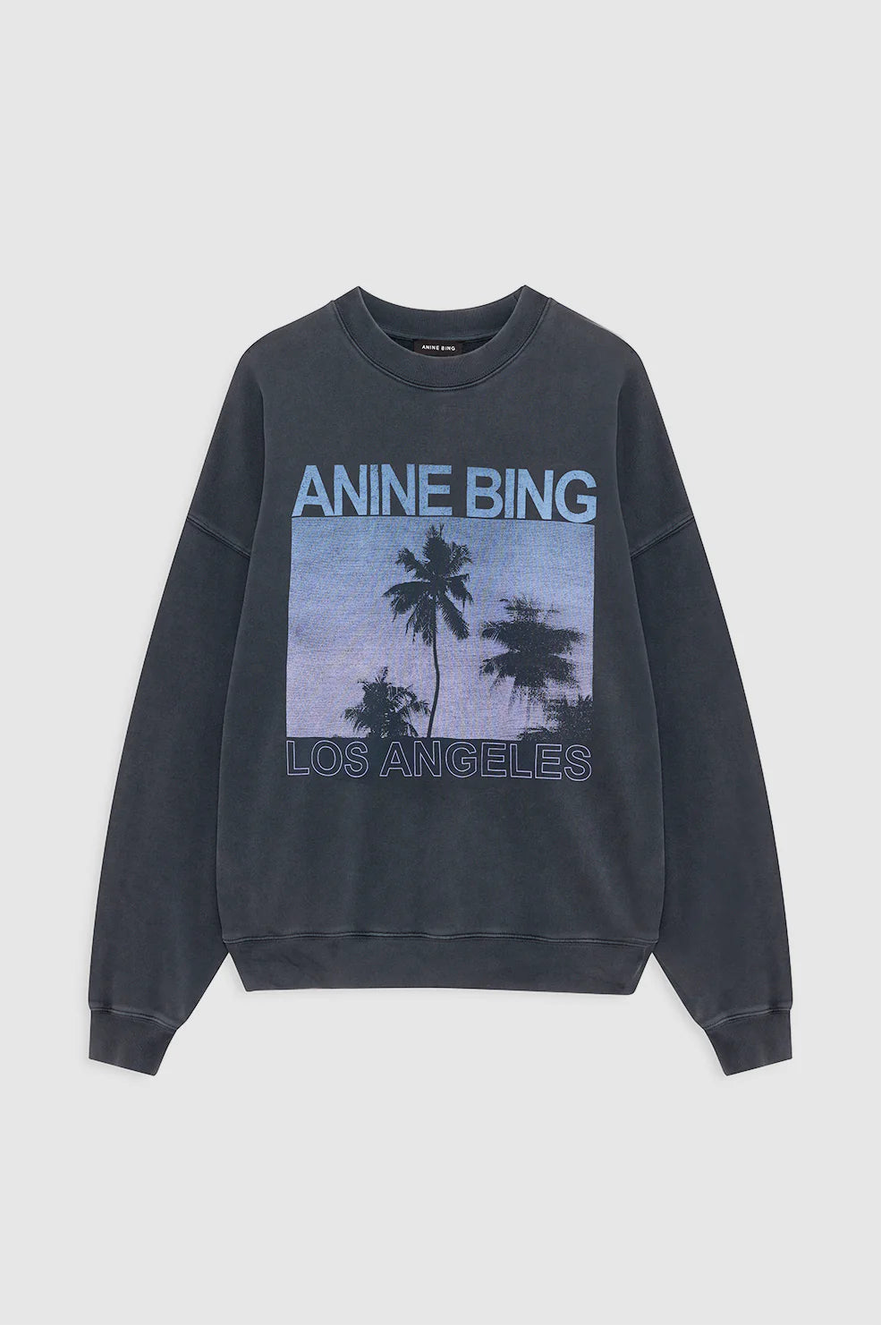 Miles Sweatshirt Palms in Washed Grey
