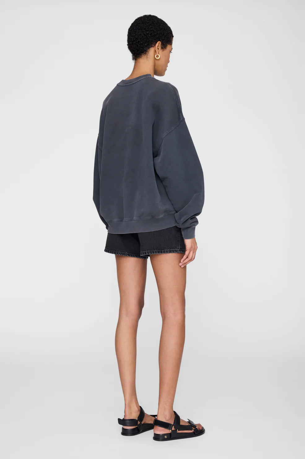 Miles Sweatshirt Palms in Washed Grey