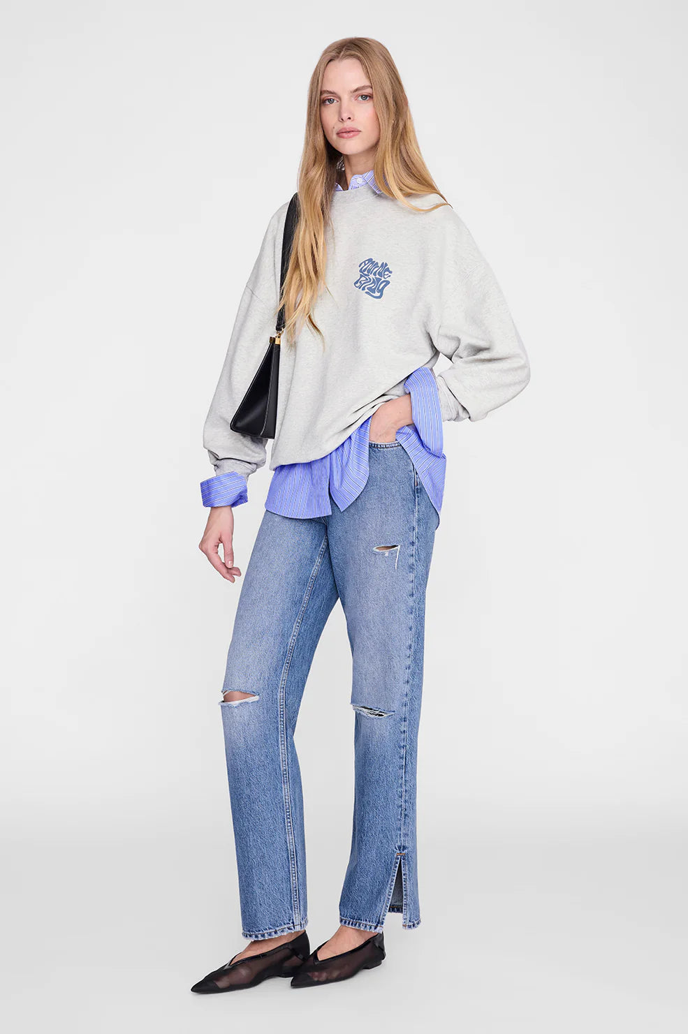 Miles Sweatshirt Waves in Heather Grey