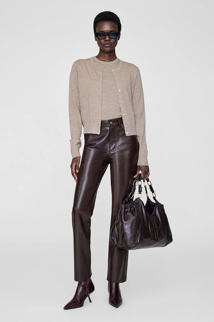 Moni Crop Cardigan in Stone Melange