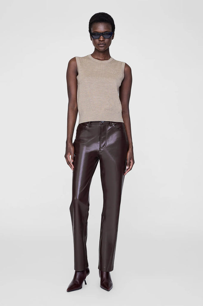 Moni Crop Tank in Stone Melange