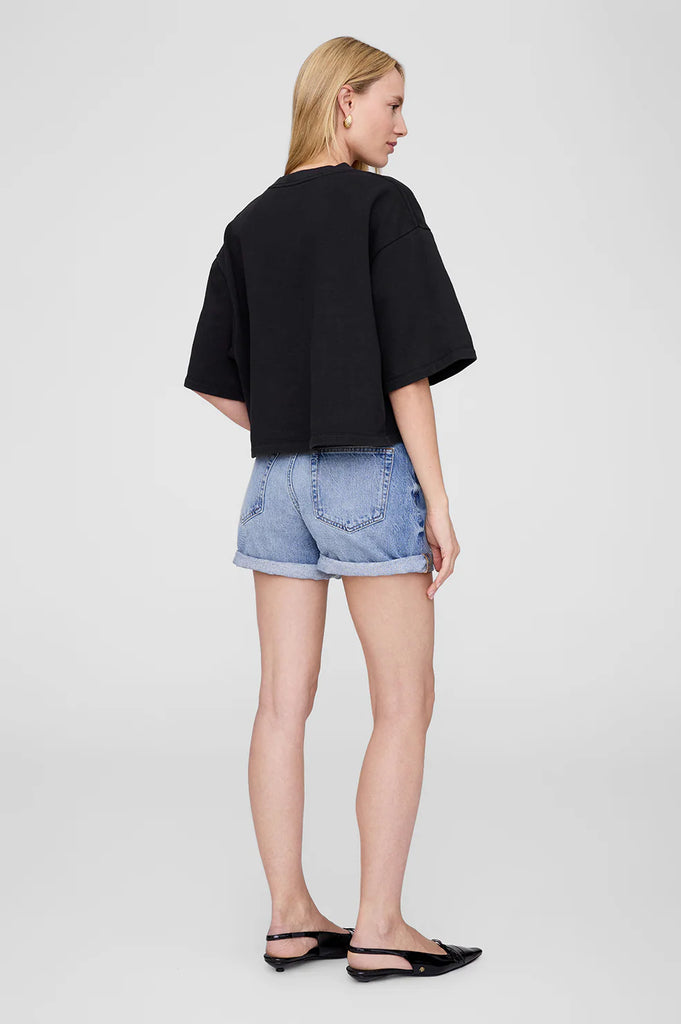 Myers Cropped Tee in Faded Black French Terry