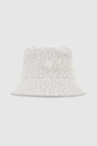 Nicks Bucket Hat in Washed White Leopard