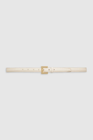Nicola Belt in Bone Crinkled Patent