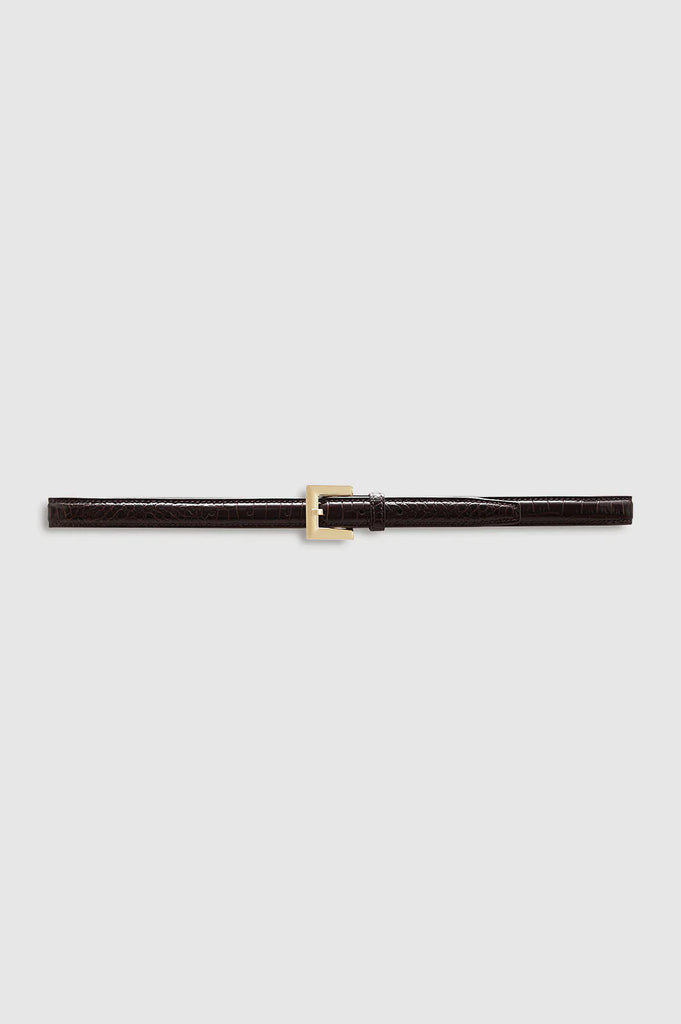 Nicola Belt in Dark Brown Embossed