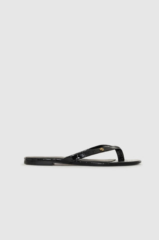 Noelle Thong Sandals in Embossed Black