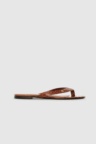 Noelle Thong Sandals in Embossed Brown
