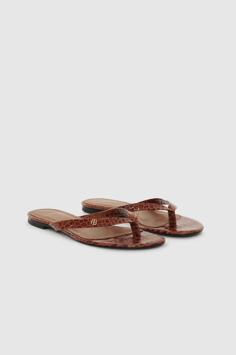 Noelle Thong Sandals in Embossed Brown