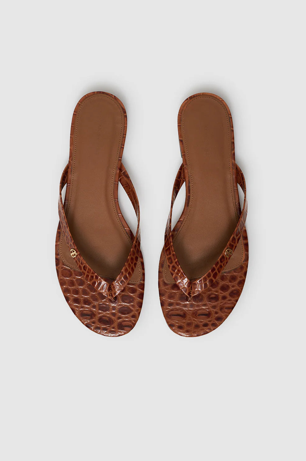 Noelle Thong Sandals in Embossed Brown