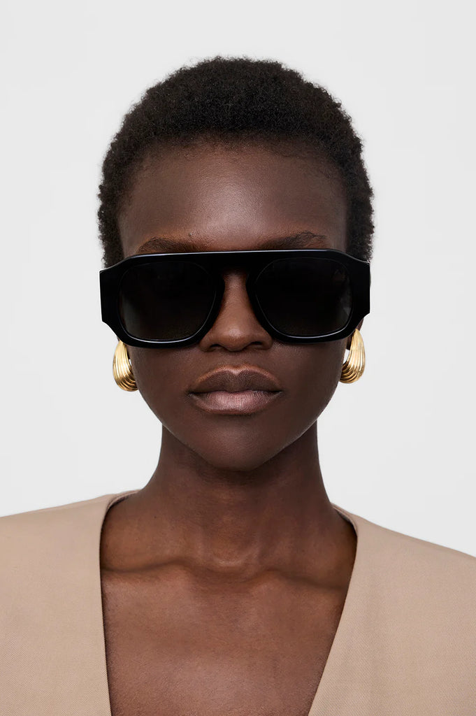 Preston Sunglasses in Black with Green