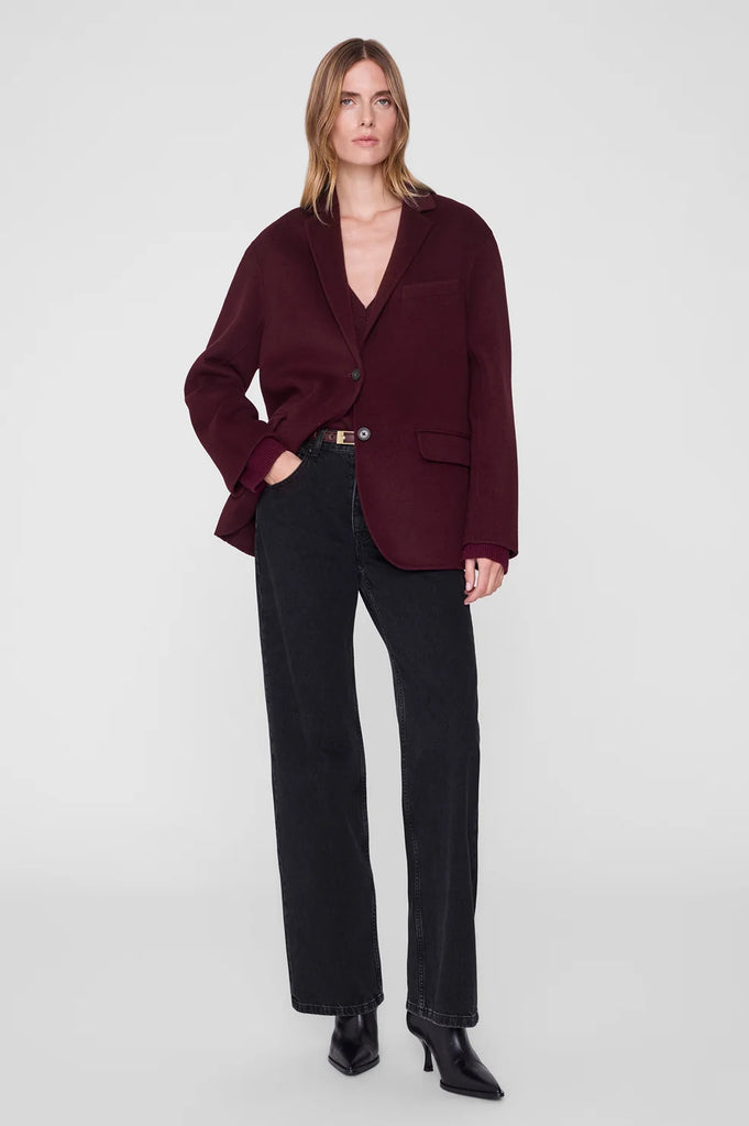 Quinn Blazer in Burgundy Cashmere Blend
