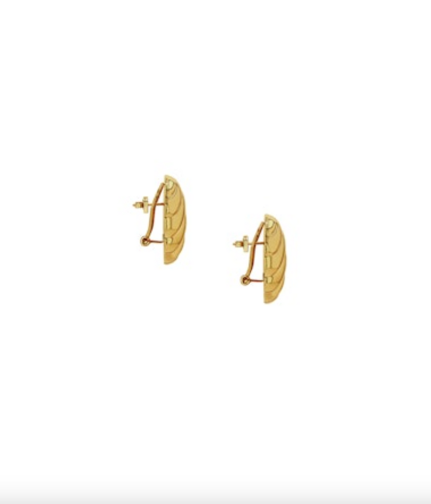 Ribbed Oval Earrings in Gold