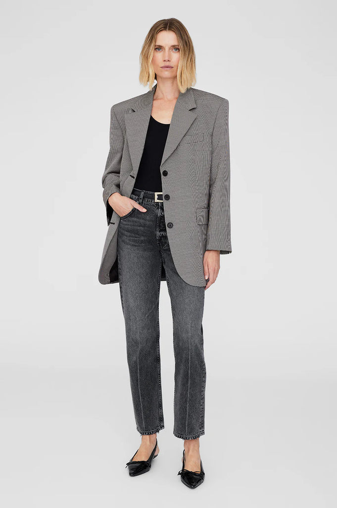 Sara Blazer in Black and White Mini Houndstooth