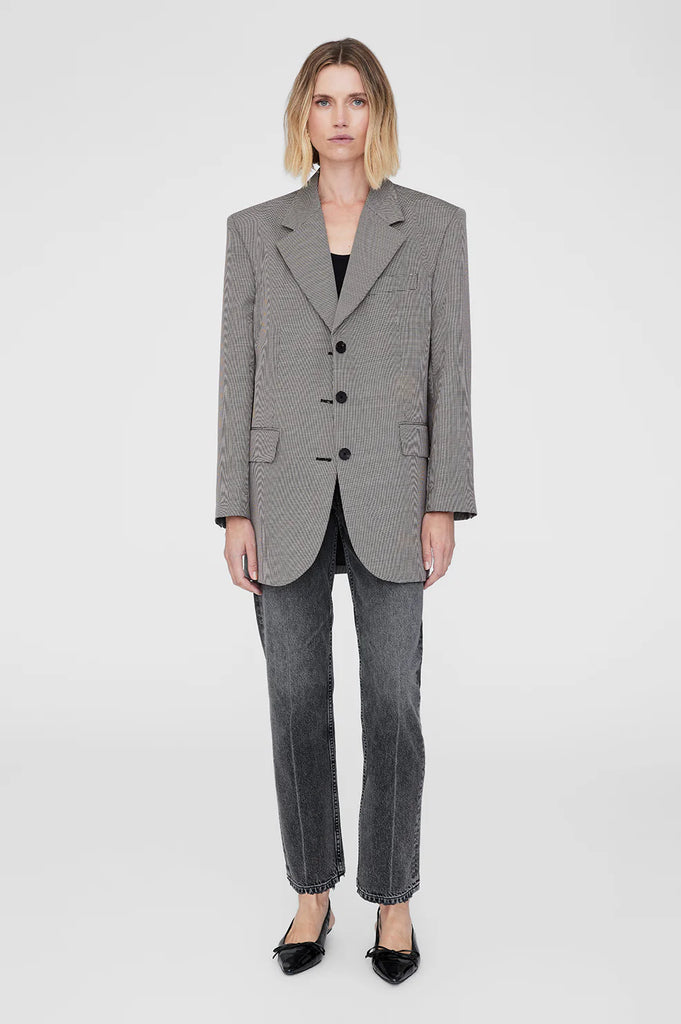 Sara Blazer in Black and White Mini Houndstooth