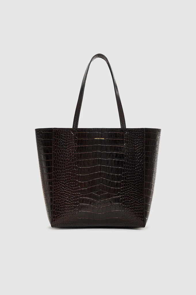 Small Elly Tote in Dark Brown Embossed