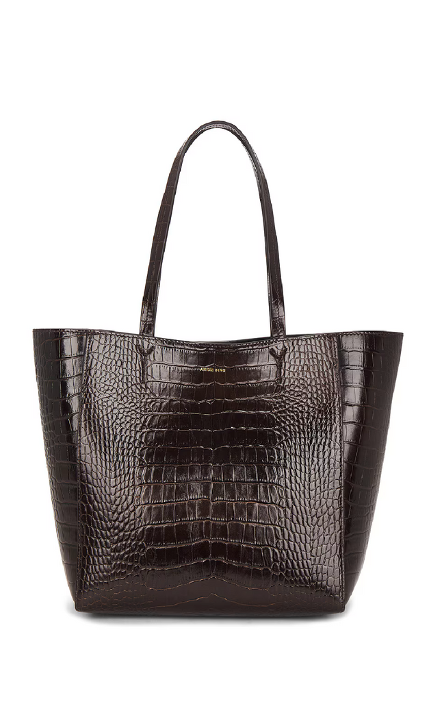 Small Elly Tote in Dark Brown Embossed