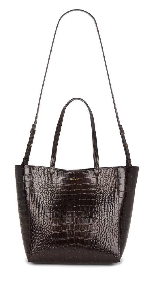 Small Elly Tote in Dark Brown Embossed