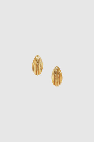 Small Ribbed Drop Earrings in Gold