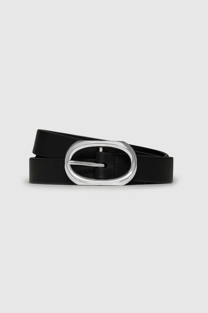 Small Signature Link Belt in Black with Silver