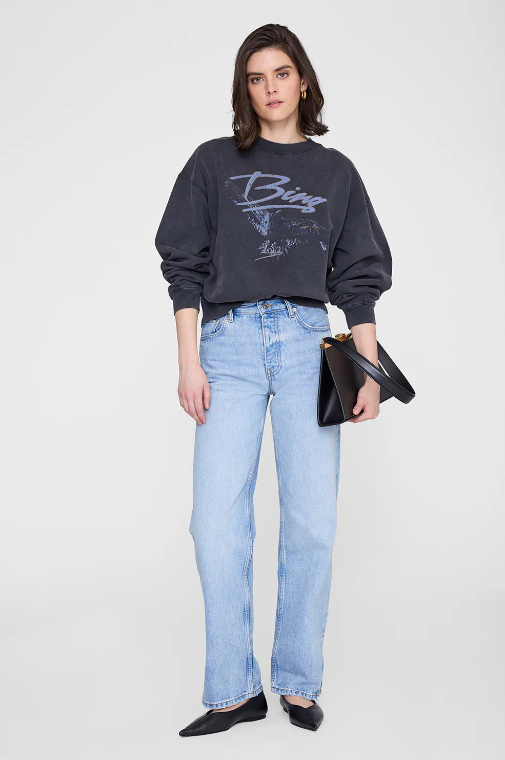 Spencer Sweatshirt Eagle in Washed Black
