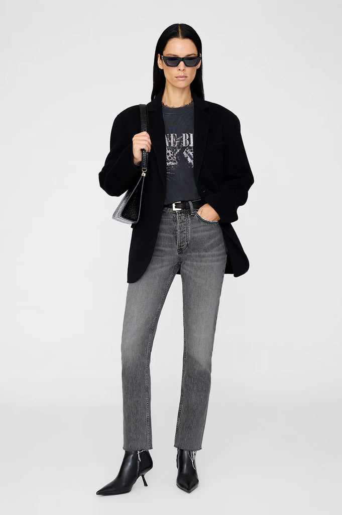 Spencer Sweatshirt Leopard in Washed Black