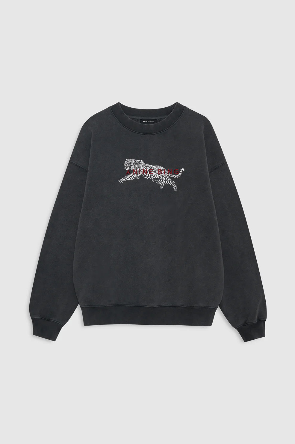 Spencer Sweatshirt Leopard in Washed Black