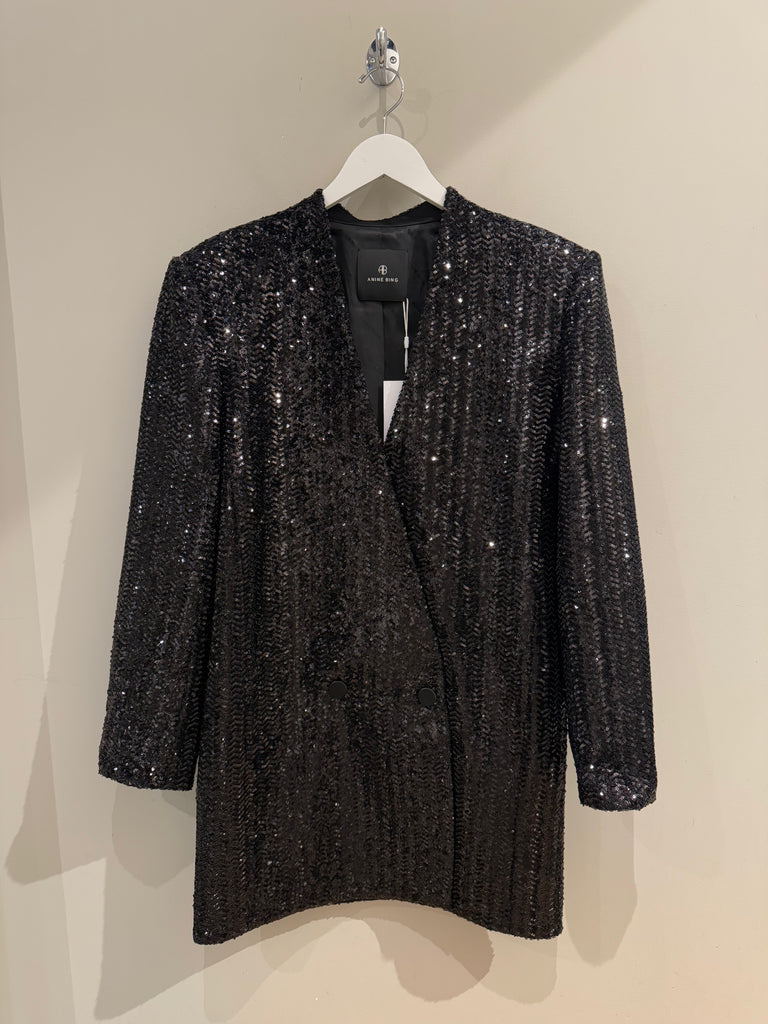 Veneda Mini Dress in Black Sequin