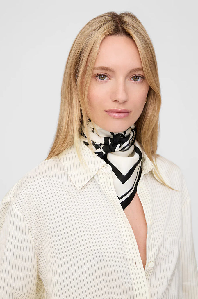 York Scarf in Ivory and Black Monogram