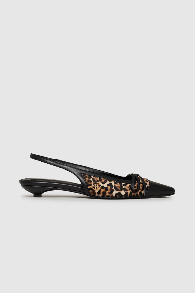 Zoey Slingback Heels in Leopard Calf Hair