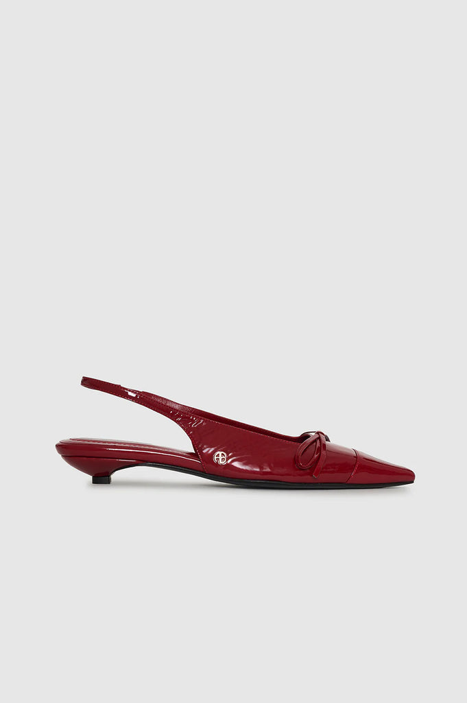 Zoey Slingback Heels in Red Crinkled Patent