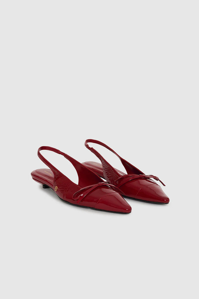 Zoey Slingback Heels in Red Crinkled Patent