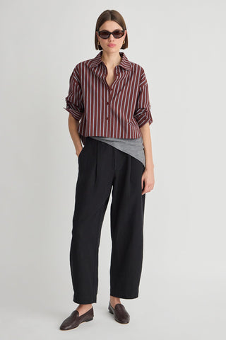 Cropped Isolde Button Down in Spice Multi Stripe