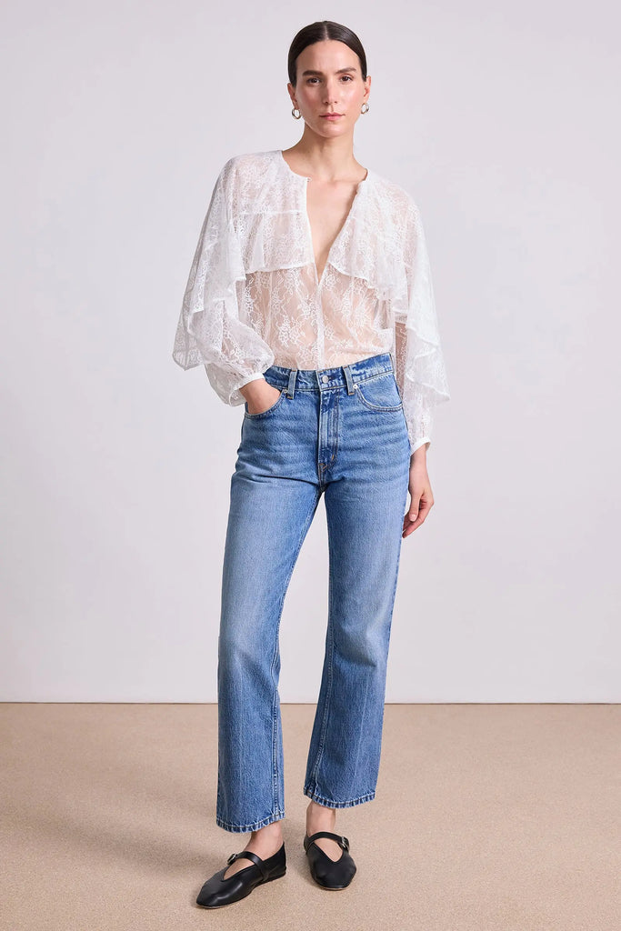 Hazan Ruffle Top in Cream Lace