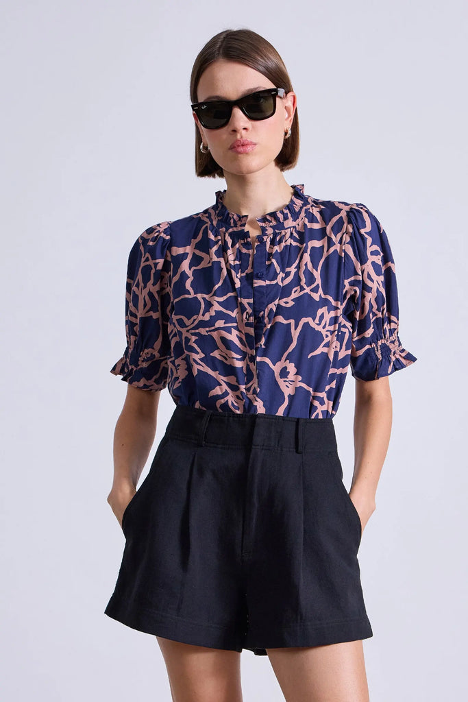 Los Altos Top in Large Lace Floral Navy