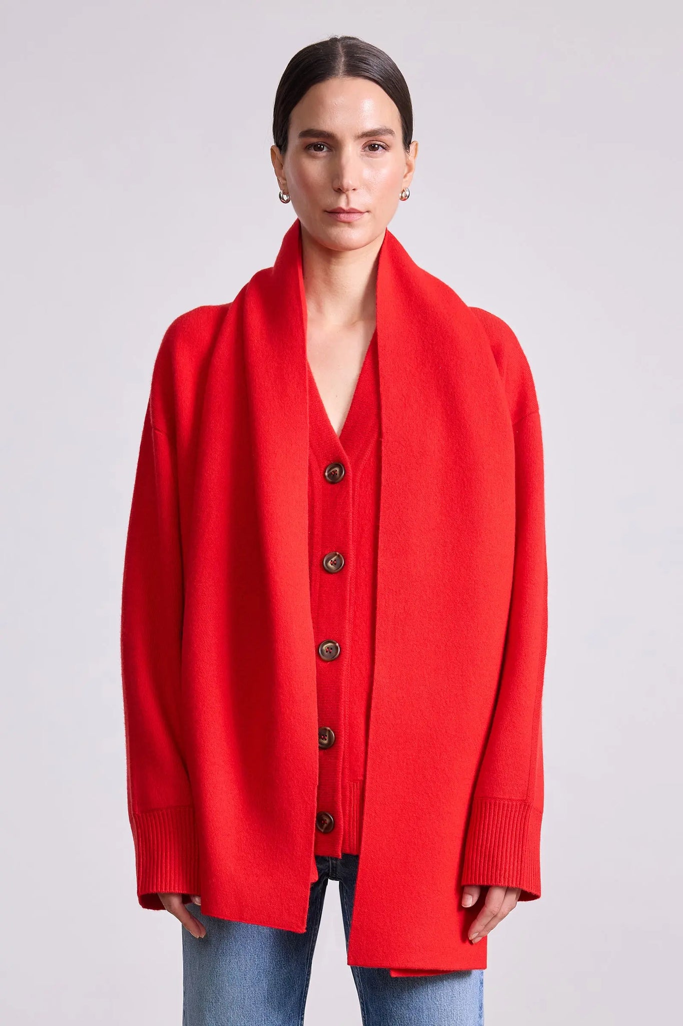 Medina Cardigan with Scarf in Tigerlily