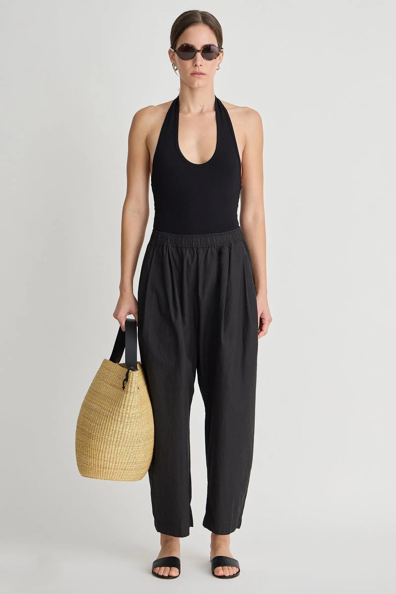Spa Pleat Pant in Black