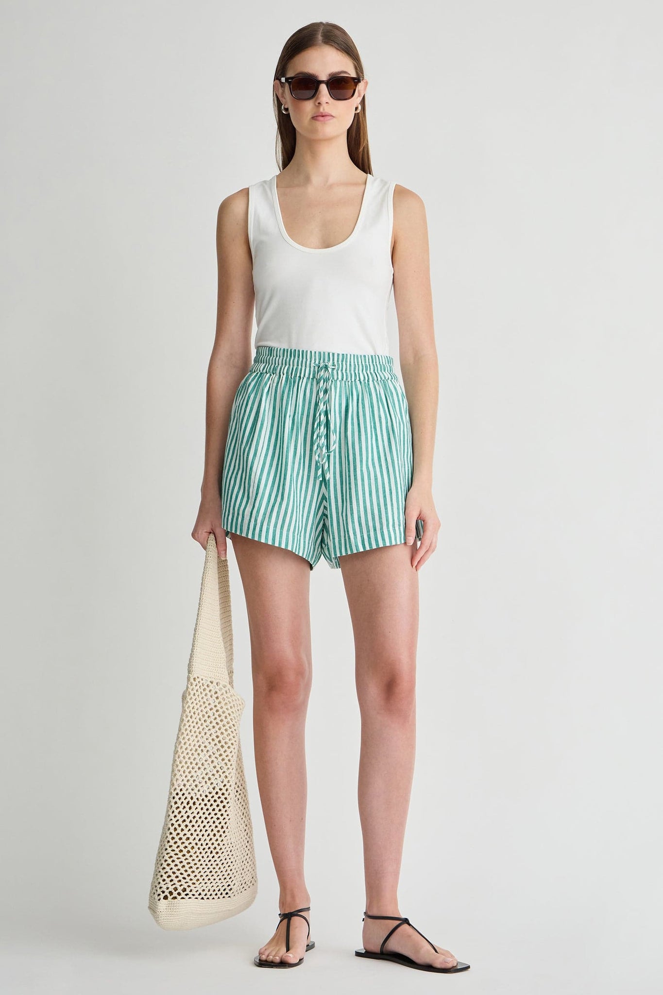 Trail Short in Yam Dye Stripe Green