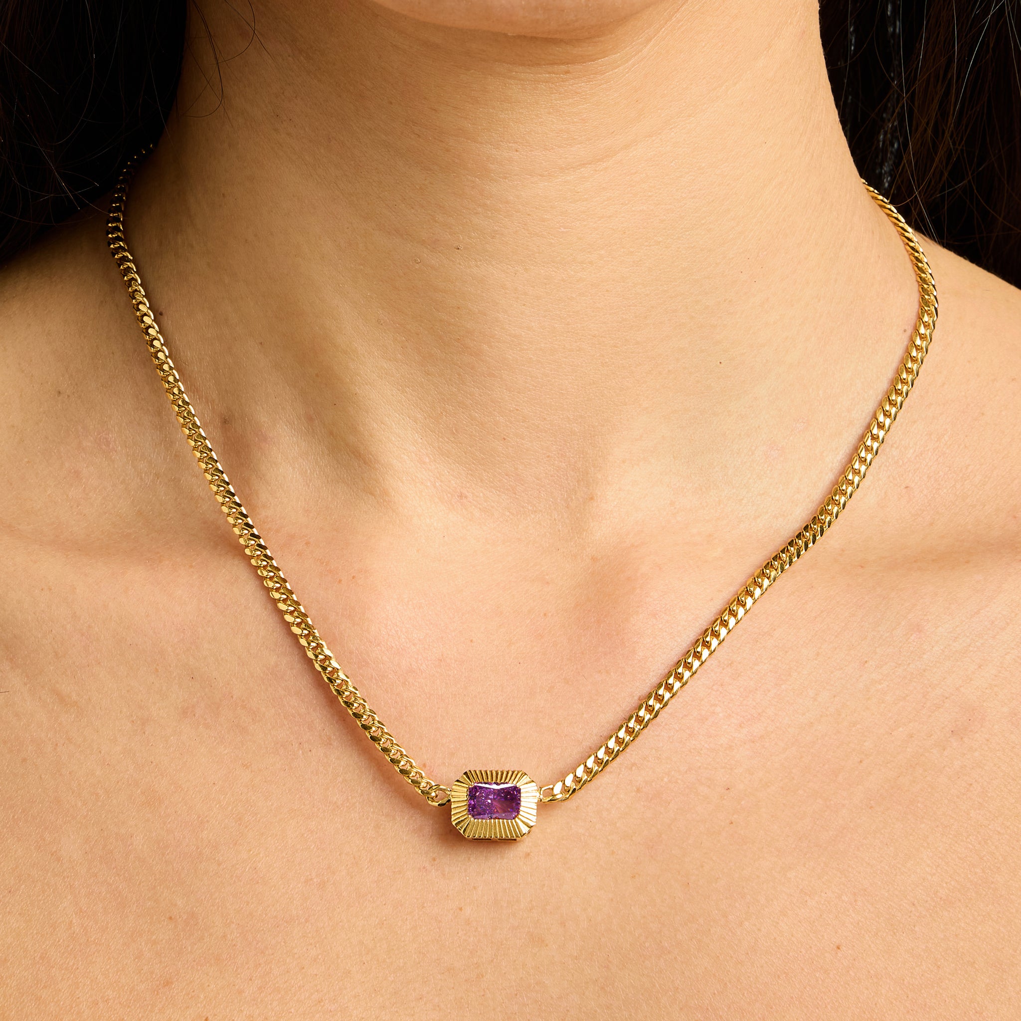 Astor Necklace in Gold and Purple Crystal